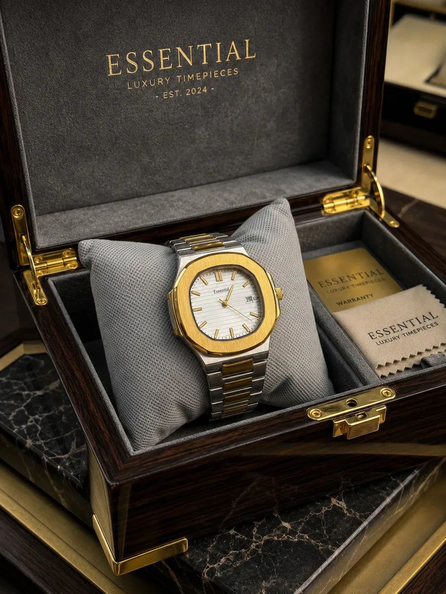 Essential Stainless Steel Watch - Gold White