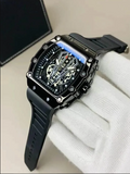 Black Skeleton Chronograph Watch for Men