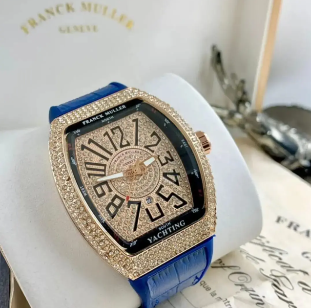 Diamond Stone Men's Luxury Fashion Watch - Blue Gold